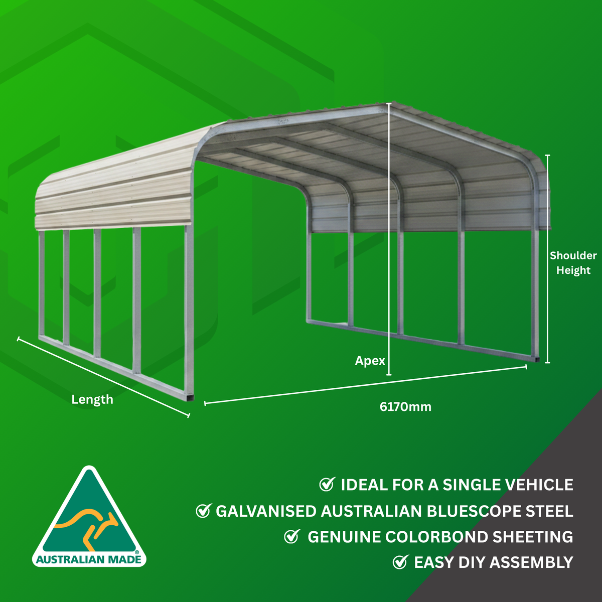 Shade Shed | 6170W x 6000L x 3600 Apex | C2