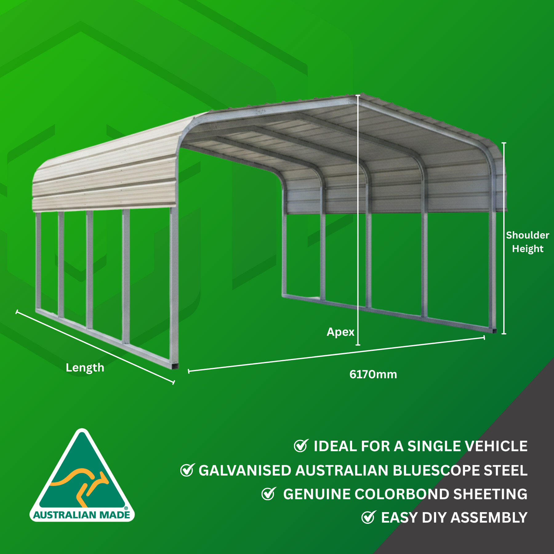 Shade Shed | 6170W x 6000L x 3600 Apex | C2