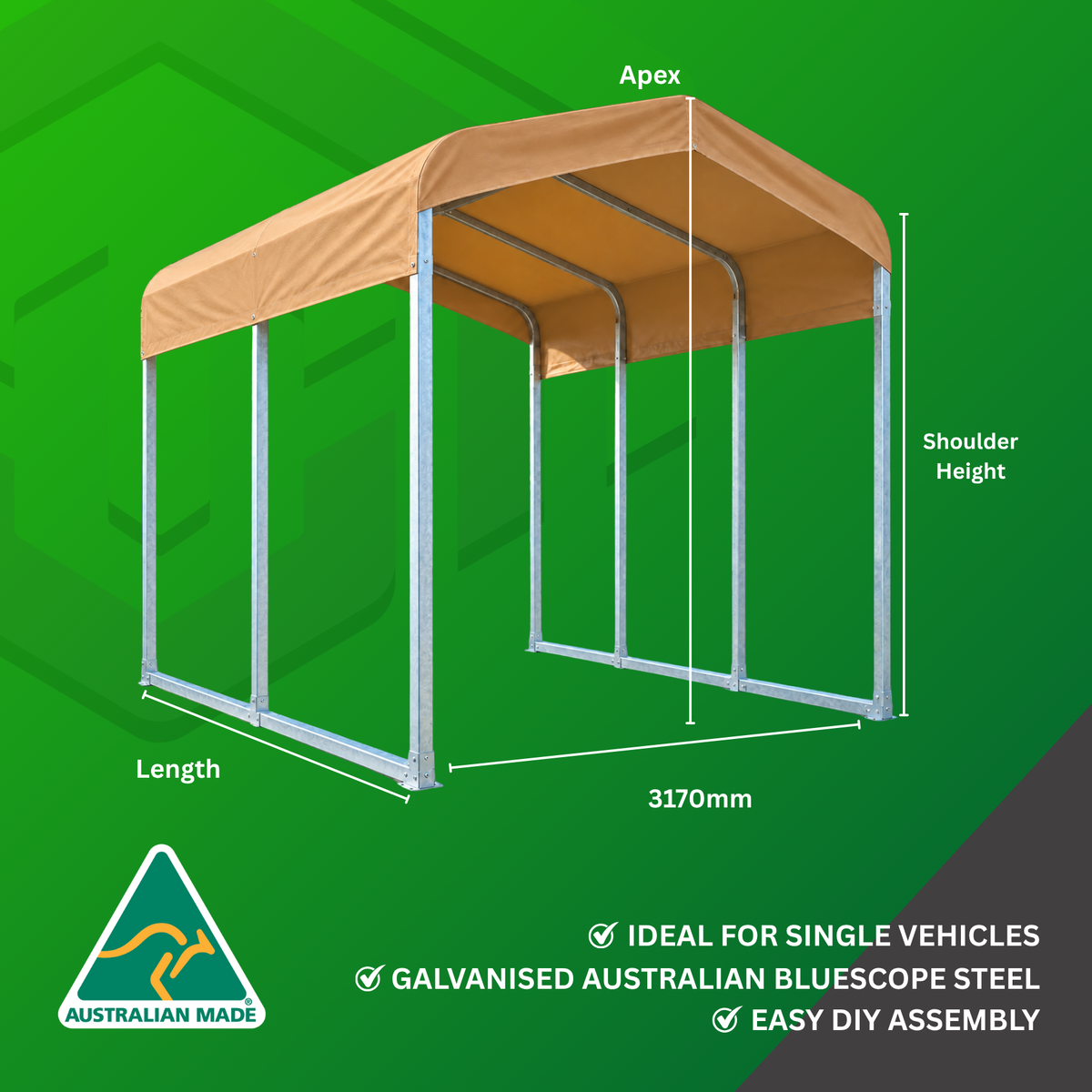 Single Canvacon | 3170W x 5650L x 2500 Apex